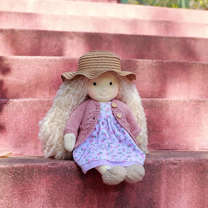BlissfulPixie Waldorf Handmade Rag Doll - Personalized Collectors Plush for Kids Birthday Present With Beautiful Box-Darcy 12"