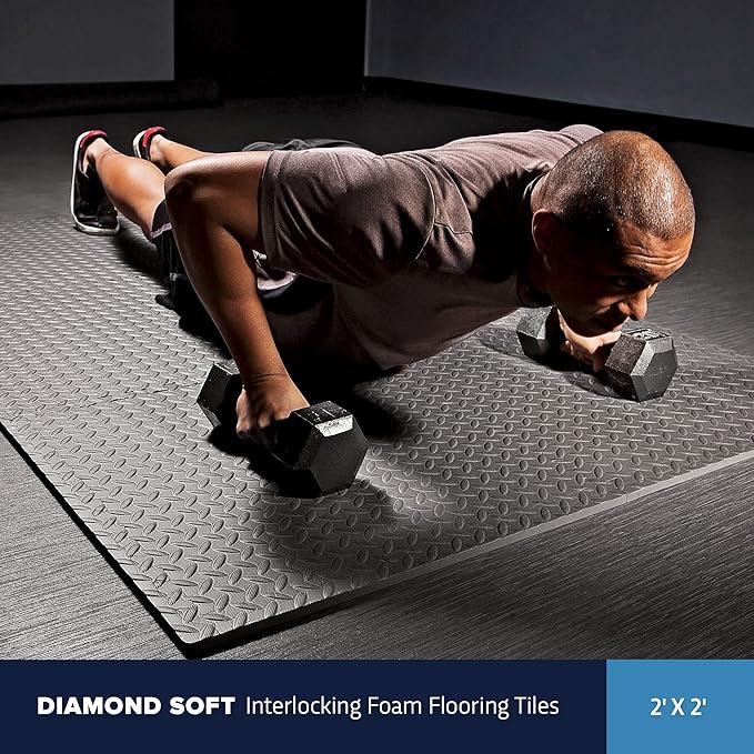 IncStores 1/2 Inch Thick Diamond Soft Foam Flooring Tiles | High-Density Interlocking Foam Tiles for Rugged Style in Your Home Gym, Playroom, and More | Red, 12 Tiles