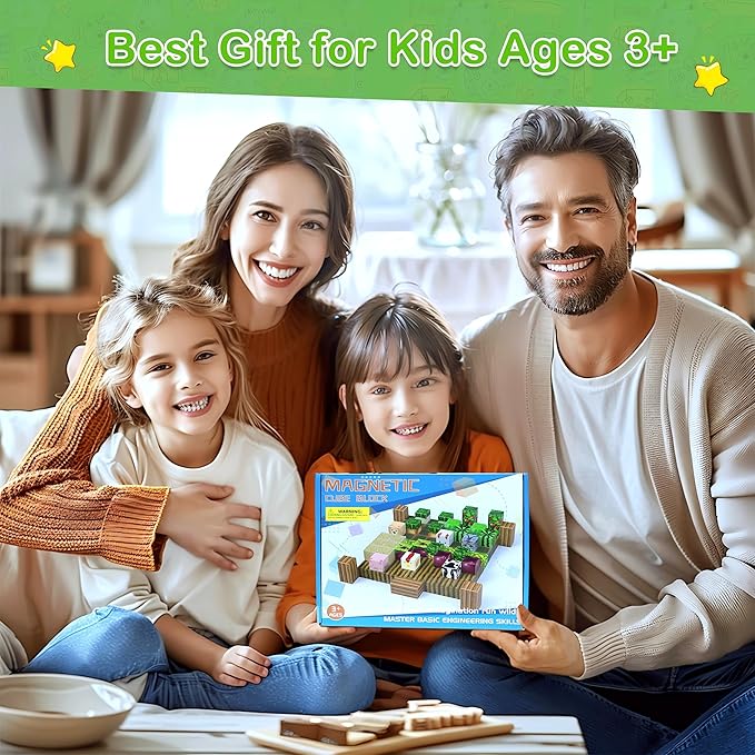 AESGOGO Magnetic Building Blocks, 97PCS Magnetic Tiles Stacking, Build Magnet Toys for Toddlers Kids 3+, STEM Montessori Sensory Birthday Gifts for Boys Girls Age 3 4 5 6 7 8