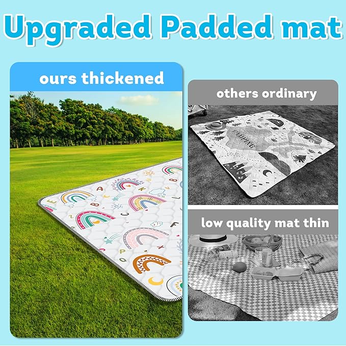 Baby Play Mat，Thick Soft 71" X 59" Playpen mat, Non-Slip and Machine Washable Baby Play Mats for Floor，Crawling Mat for Babies, Toddlers & Infants to Play and Learn (Rainbow)
