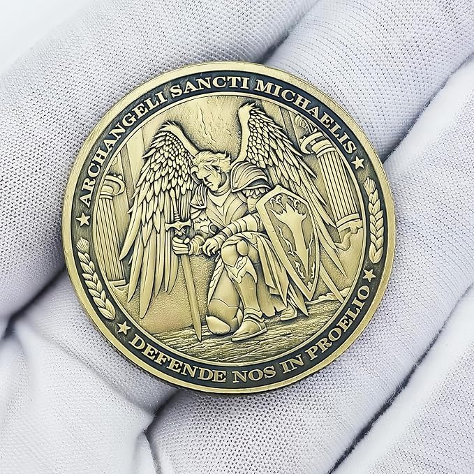 The Archangel Michael Challenge Coin Christian Coin Bible Verse Angel Coin As Catholic Gifts (Pack of 6)