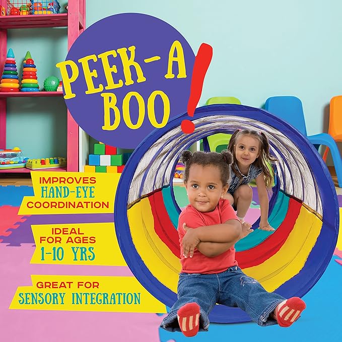 Kiddey Play Tunnel Pop Up Tunnel Toys for Toddlers, Kids Multicolored Tunnel for Indoor/Outdoor Fun, Crawl & Play, Obstacle Course for Kids Gifts for Toddlers - Balls Not Included (2 Pk)