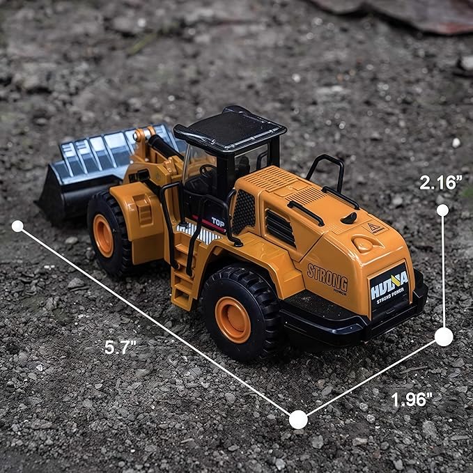 Gemini&Genius Wheeled Loader Heavy Duty Construction Site Vehicle Toys 1:60 Scale Diecast Bulldozer Engineering Shovel Dump Truck Collectible Alloy Model Toys for Kids and Decoration for House