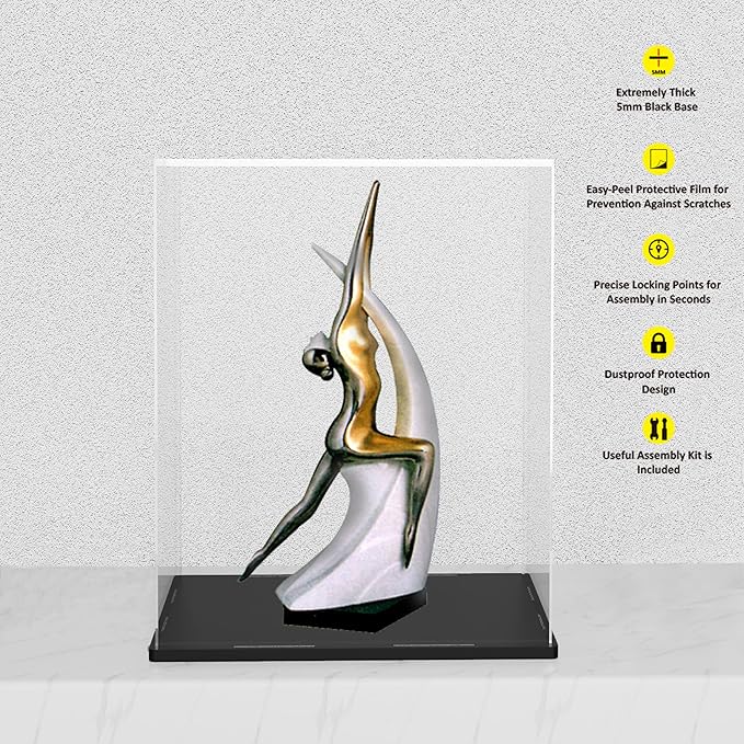 8x12 Inch Acrylic Trophy Case, Clear Acrylic Case for 11’’ Tall Collectibles Display, Alternative Glass Memorabilia Display Case for Action Figures Storage