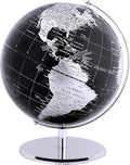 ANNOVA Metallic World Globe Black – Educational/Geographic/Modern Desktop Decoration - Stainless Steel Arc and Base/Earth World - Metallic Black - for School, Home, and Office (10-Inch)