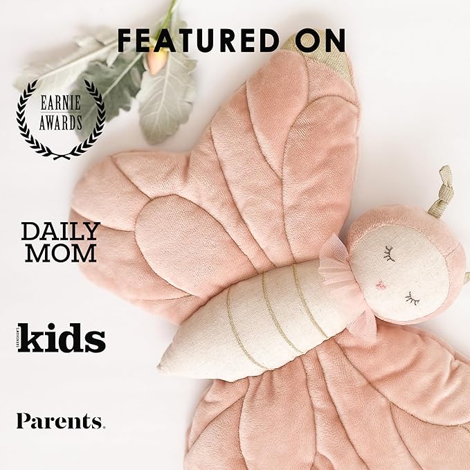 MON AMI Bettina The Butterfly Stuffed Animal – 16” Pink, Plush Bug Toy for Kids, Plush Animals for Birthday Nursery Décor