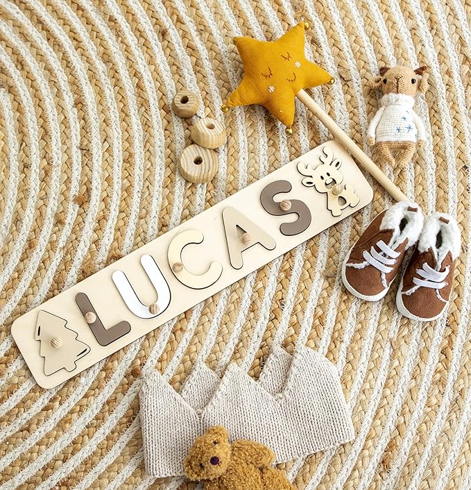 Personalized Wooden Name Puzzle Baby Name Puzzle Customized Educational Toys for Toddler Sensory Toys 1st Birthday Girl Custom Gifts for Kids Personalized Baby