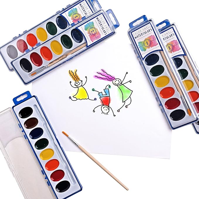Color Swell Art Supplies Pack - 4 Packs Each of Watercolors, Crayons, and Markers