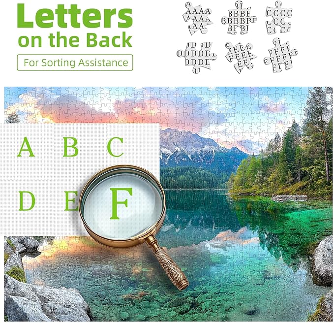 Eibsee Lake Jigsaw Puzzles 1000 Pieces Nature Landscape Puzzles for Adults 1000 Pieces with Letters on Back Hard Impossible Difficult Challenging Family Puzzle Mountain Scenery Lake Puzzles