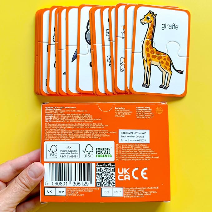 QUOKKA Toddler Puzzles Ages 2-4 – 100% Self-Correcting 16 Matching Pairs of Wild Animals – Educational Toddler Puzzles Ages 1-3 with 32 Pieces - Memory Matching Games for 3-5 Years Old Boys and Girls