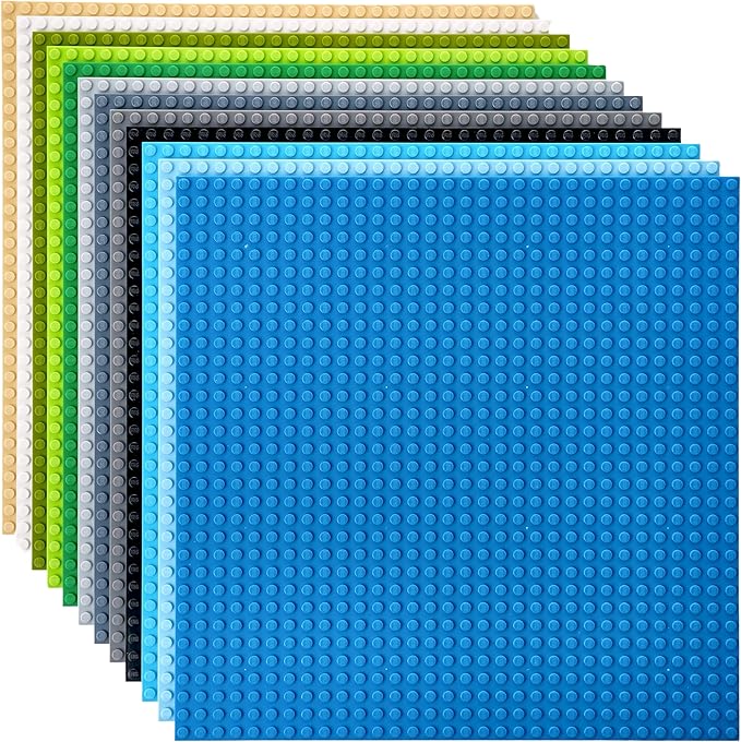 Strictly Briks Baseplate Set - Compatible with Lego - 12-Pack, 10 x 10 in, Nature Theme - Stackable Baseplates for Building Bricks