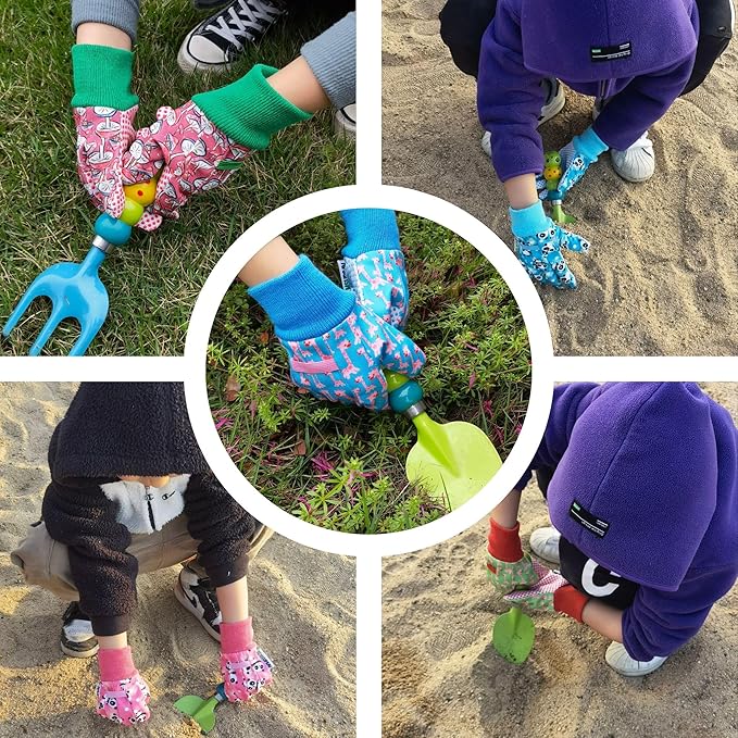 Kids Gardening and Garden Gloves for Toddler,Children's Yard Work Glove,Gift,Cute Pattern,Age3-8