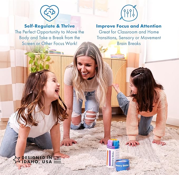 Harkla Sensory Sticks – 60 Sensory Activities to Help Kids Relax, Refocus and Reduce Anxiety | Easy-to-Use Brain Break Kit | Science Backed - Occupational Therapist Approved