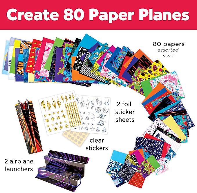Creativity for Kids Stunt Squadron Fold & Launch Paper Airplanes: Create 80 Paper Airplanes, STEM Science Kit for Kids, Airplane Craft Kit for Kids, Gifts and Toys for Boys (Ages 6+)