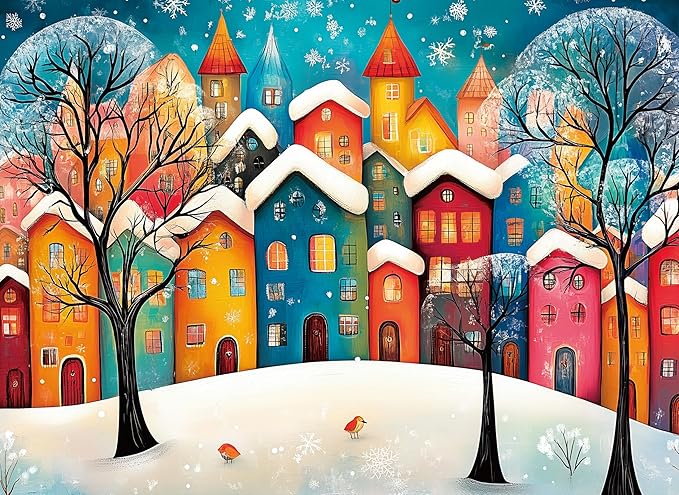 500 Piece Puzzles for Adults Snow Fairy Tale Town 20.5 x 15 Inch 500 Piece Jigsaw Puzzles for Kids Adults Puzzles 500 Pieces for Adults Holiday Educational Challenge Toy