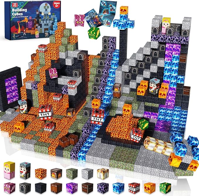 Goody King 150 PCS Magnetic Building Blocks,Dark Castle Set Magnetic Blocks,Magnetic Toys for Kids, Sensory Toy for STEM Learning Toys for Kids 3+ Boys and Girls Christmas Birthday Gifts