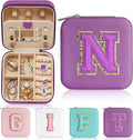 Parima Back to School Jewelry Case | High School Travel Accessories for Girls | Small Jewelry Box - Letter N, Purple