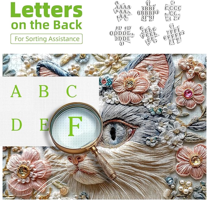 500 Piece Puzzles for Adults | Cats & Flowers Crystal Diamond Art Design | Challenging Jigsaw Puzzle | 20x20 Inches | Unique Gift, Stress Relief & Family Game Night