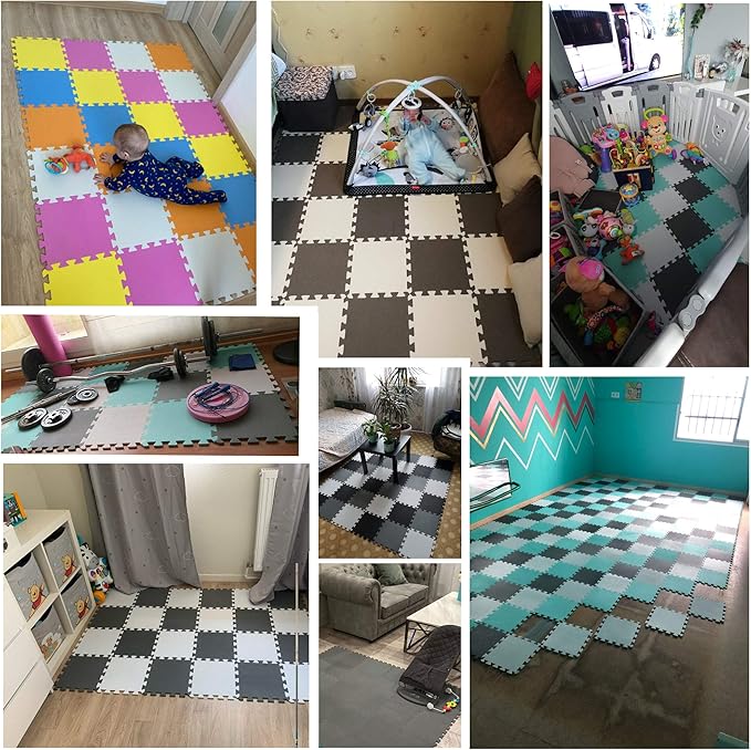 YIMINYUER® 20 Tiles (30cm×30cm×1cm Each Tile) Baby Soft Puzzle Play Mats, Kids Thick EVA Foam Floor, Toddlers & Children's Soft Interlocking Mat R01R10R12G301020