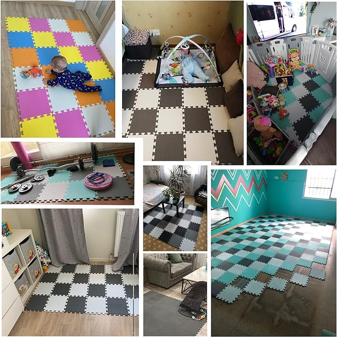 YIMINYUER® 20 Tiles (30cm×30cm×1cm Each Tile) Baby Soft Puzzle Play Mats, Kids Thick EVA Foam Floor, Toddlers & Children's Soft Interlocking Mat R03R04R12G301020