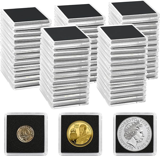 Uncle Paul 80 PCS Coin Capsules, Coin Snap Holders with 5 Sizes Black Gaskets 20/25/30/35/40mm, Clear Coin Cases for Coin Collection Supplies Silver Dollar Pounds Cents