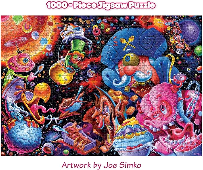 Cosmic Crunch Breakfast Cereal Monster Puzzle by Joe Simko | 1000 Piece Jigsaw Puzzle Toy | Interactive Brain Teaser for Family Game Night | 29 x 20 Inches