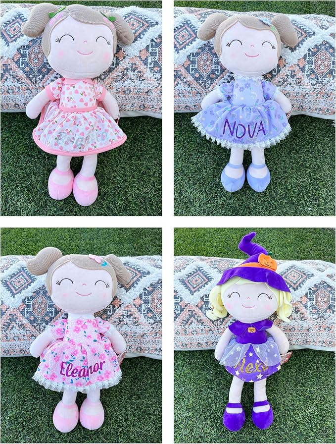 Gloveleya Personalized Curly Doll with Your Name - Cute Custom Light Purple Soft Plush Doll for Girls Plush Doll Customized Gifts