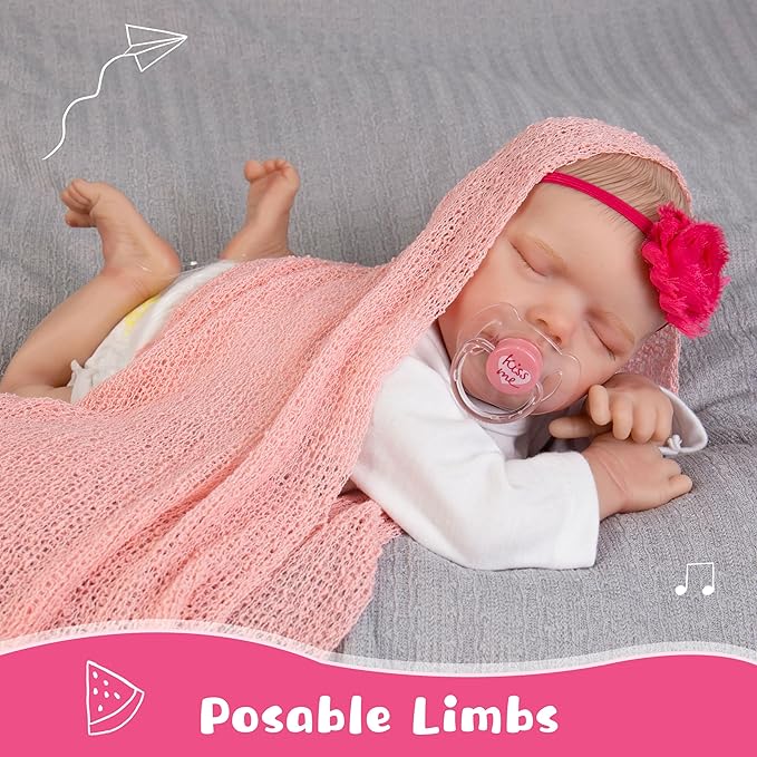 Newborn Baby Doll 20-Inch Sleeping Realistic Baby Dolls Full Body Soft Vinyl Baby Doll Girls Adorable Real Life Baby Dolls with Clothes and Toy Accessories for Kids Age 3+