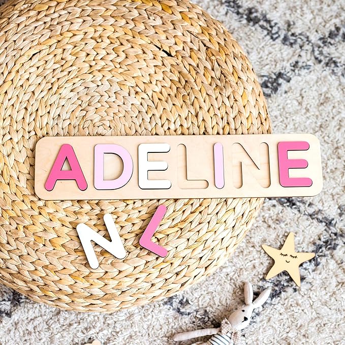 Personalized Wooden Name Puzzle for Kids Personalized Baby Name Puzzle for Toddlers Personalized Baby Gifts First Birthday Gift Wooden Puzzles Custom Toddler Learning