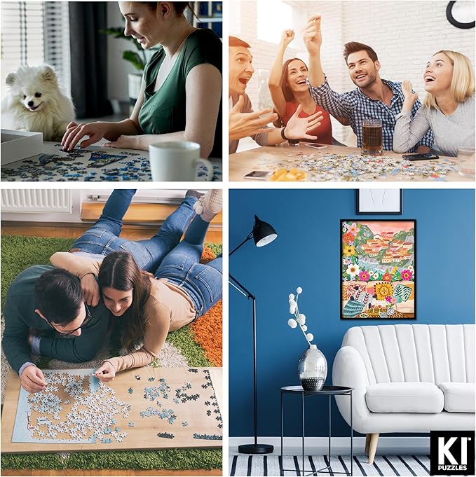 KI Puzzles 500-Piece Jigsaw Puzzle – Aromatherapy Blueboard with Candle – Cozy Olivia Gibbs Vacation Spot – 24x18 Relaxing Hygge Puzzle for Adults & Teens