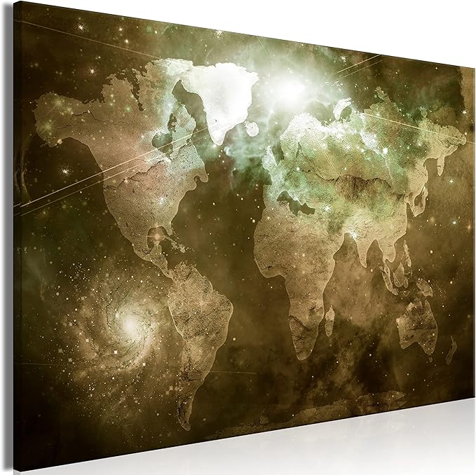 artgeist Pinboard World Map 35x24 in - Cork Board & Canvas Print Wall Art 1 pcs Memoboard with 50 Pins Noticeboard Message Board Image Picture Home Decor Travel Map k-C-0139-p-c