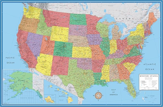24x36 World and USA Classic Premier 3D Two Wall Map Set (Paper Folded)