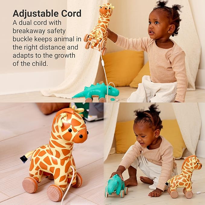 Little Big Friends Giraffe Pull Toy for Toddlers | Classic Baby Walking Toy with Adjustable Cord | Easy-to-Clean Soft Toy | Gina The Giraffe