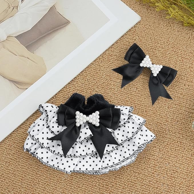 17cm Doll Clothes Set-Adorable Outfits for Dolls-Stylish Accessaries Clothes Dress-Up-Replaceable Clothing Collections, Includes Hat, Top, Skirt(Black-Style C)