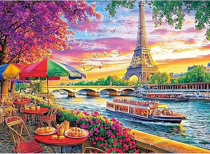 Puzzles for Adults 500 Pieces,Eiffel Tower Paris & Ship Puzzle for Adult,Recycled Cardboar Jigsaw Puzzles 500 Pieces for Kids Adults Seniors,Puzzles for Family Game Nights, 20.5 x 15 in