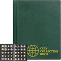 200 Pockets Coin Albums - 45x45 mm/1.8x1.8 inch Pocket Green Coin Book 10 Pages Coin Collection Holder Letter Size Coin Storage Book CS0220GR