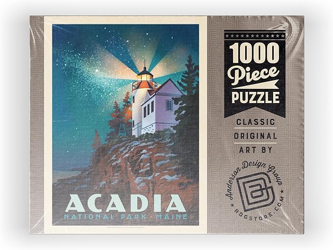 MyPuzzle Acadia National Park: Lighthouse at Night - Premium 1000 Piece Jigsaw Puzzle for Adults