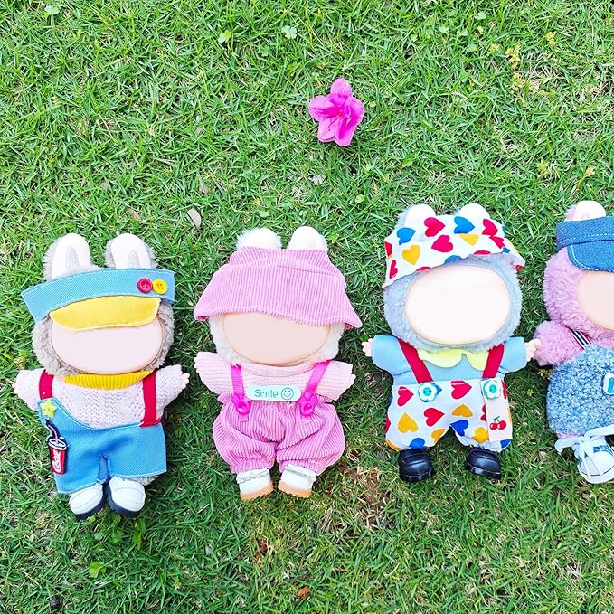 Clothes for 17cm Doll, 3 PCS Cute Blue Hat & Jumpsuit Set, Dress up Outfit Exquisite Accessories for Dolls