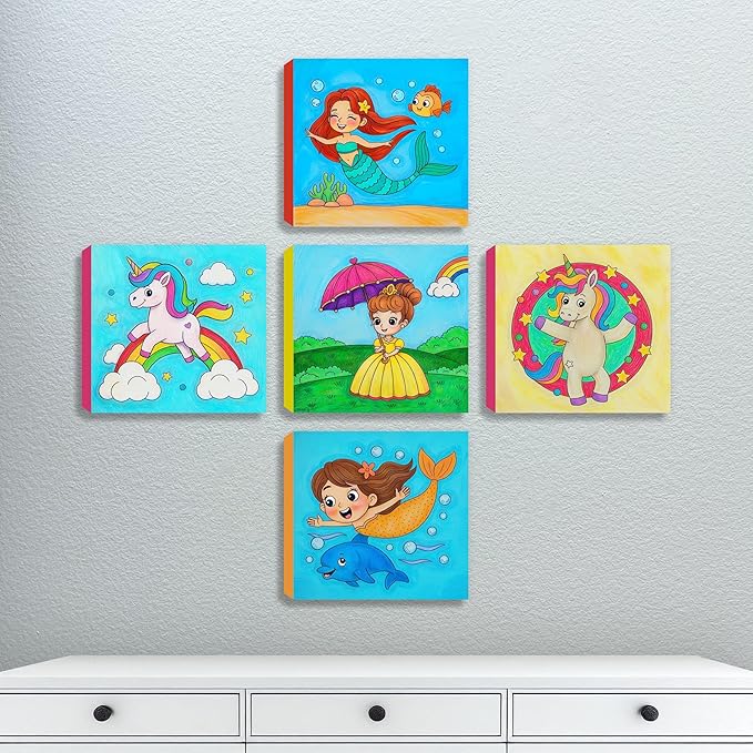ArtPops Coloring Boxes – Pop-Up Pre-Printed Coloring Box Set – DIY Wall Art Kit for Kids – Eco-Friendly, Easy to Hang, No Frame Needed – 5-Pack, Fairytale Friends