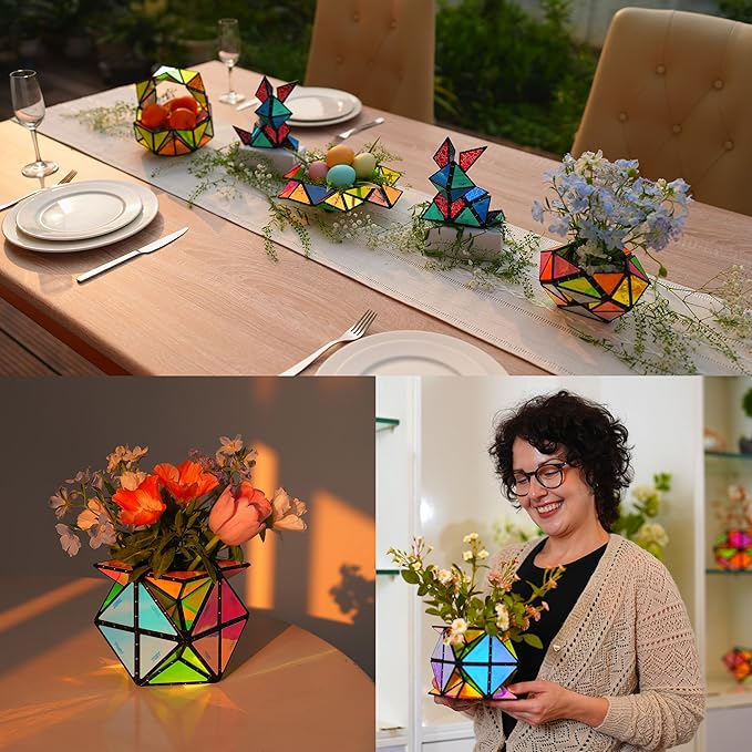 TOSY Magnet Pyramid Glow - 1 Cube Transforms into 1 Billion Shapes, 12 Pieces, 243 Rare Earth Magnets, Glowing, Holographic Design Magnet Tiles Creative Puzzle STEM/STEAM Toy, 3-Pack