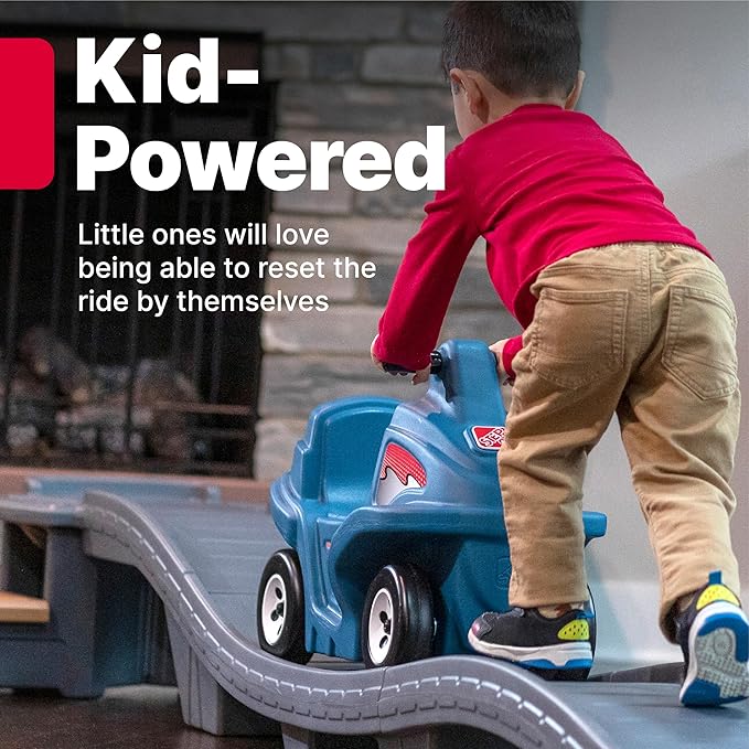 Step2 Up & Down Roller Coaster Kids Ride On Toy, Push Car, Indoor/Outdoor Playset, Made of Durable Plastic, Max Weight 50 lbs., for Toddlers 2-5 Years Old, Gray & Blue