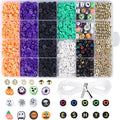 XIANNVXI 2700pcs Halloween Clay Beads Orange Purple Black White Green Jewelry Making Kit Friendship Bracelet Supplies with Halloween Pattern Clay Beads DIY Crafts Kit