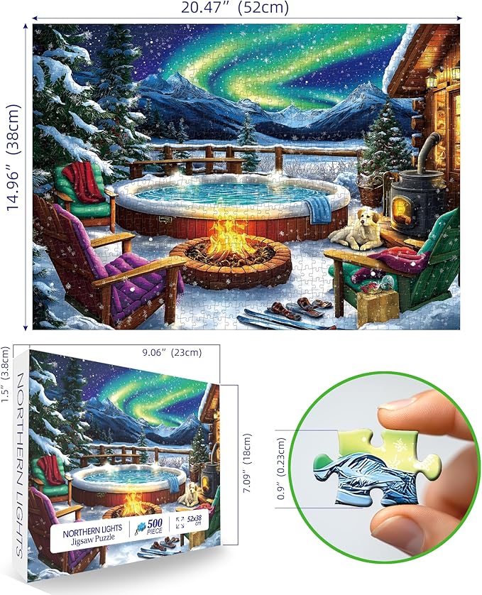 Northern Lights Puzzle - 500 Piece Puzzles for Adults Vivid Imagery Impossible Hard Difficult Challenging Puzzle,Unique Jigsaw Puzzles 500 Pieces Ideal for Relaxation and Family Fun