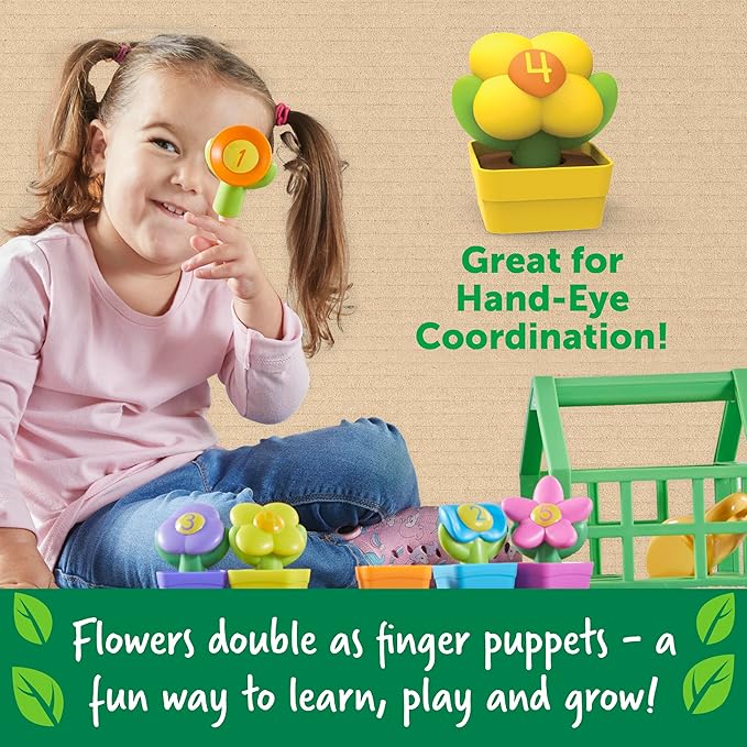 Learning Resources Growing Greenhouse Color & Number Playset - 12 Pieces, Ages 18 Months +, Preschool Activities, Toddler Montessori Toys, Gifts for Boys and Girls