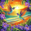 500 Piece Puzzles for Adults, Jigsaw Puzzles 500 Piece Hummingbirds Beach Flower Puzzle, Impossible Difficult Hard Challenging Unique Family Puzzle, 20x20 Inch