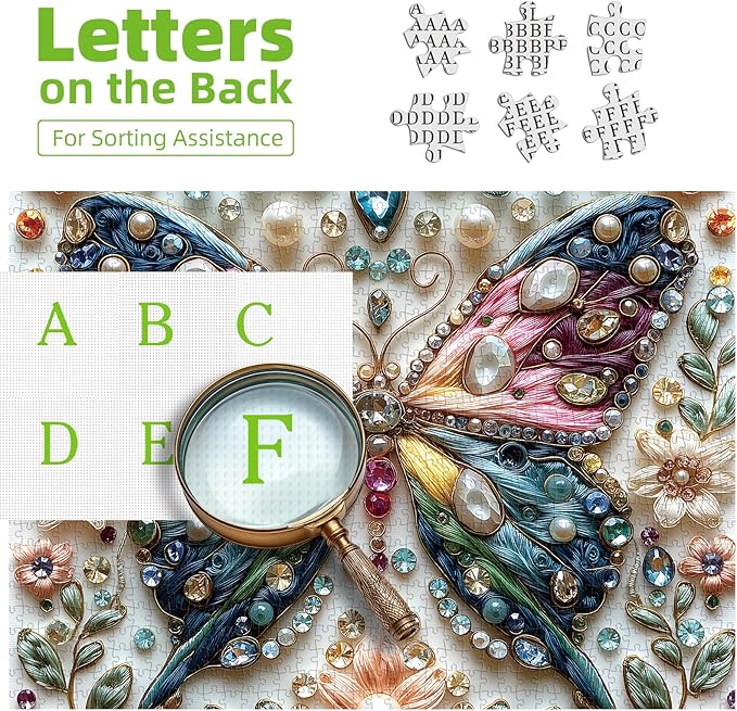Butterfly Jigsaw Puzzles for Adults 500 Pieces Colorful Crystal Flower Puzzles Beautiful Diamond Art Puzzle Difficult Unique Family Challenging Games Gift for Teens Adults Puzzle (20"x20")