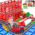 Magnetic Tiles Road Set with Magnetic Crane Edition, Magnet Building City Fire Kids Car Toys for 3 4 5 6 7 Years Old Boys Girls, Magworld Kids Games Construction STEM Toys for Boys Gifts