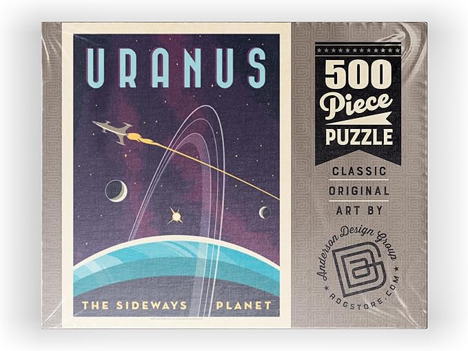MyPuzzle Uranus: The Sideways Planet, Vintage Poster - Premium 500 Piece Jigsaw Puzzle for Adults