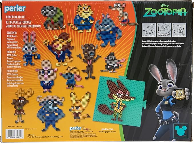 Perler 80-57276 Disney's Zootopia Fused Bead Craft Activity Kit with 14 Projects, Multicolor, 4303 Pieces