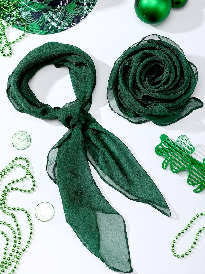 Boao 6 Pieces Chiffon Scarf 1950s Square Neck Head Scarfs Vintage Soft Polyester for Women Lady